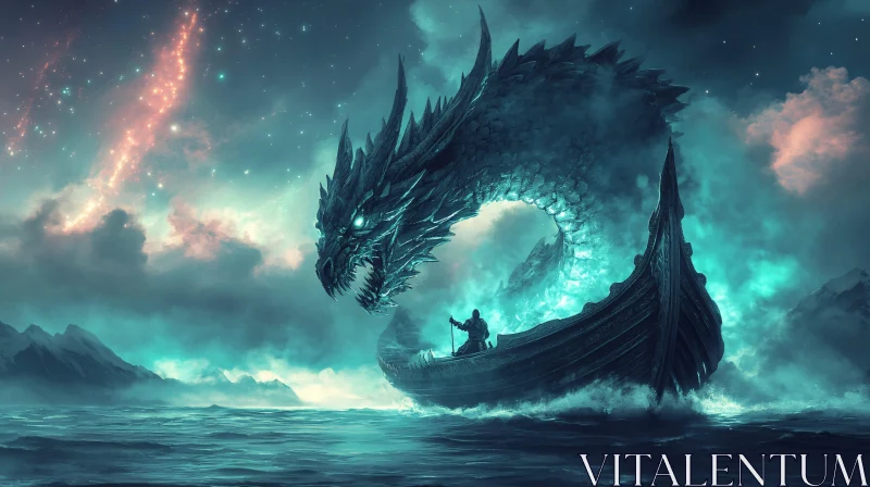 AI ART Sea Dragon and Lone Voyager