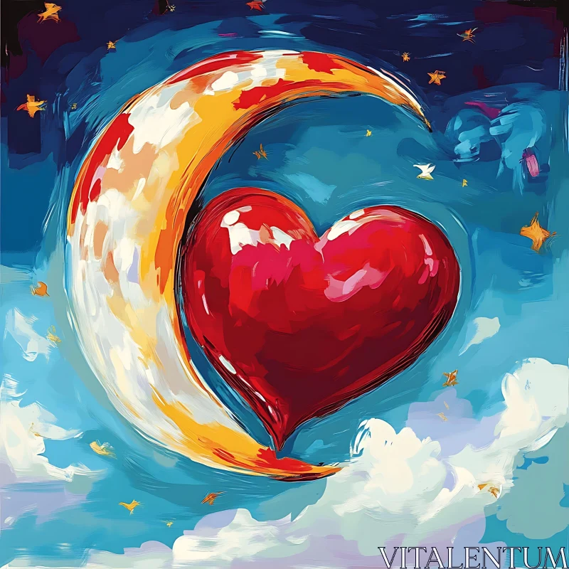 Love in the Night Sky Painting AI Image