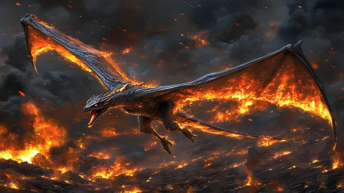 Dragon engulfed in flames