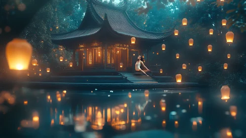 Floating Lanterns and Peaceful Reflection