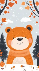Cute Autumn Bear in Scarf Art