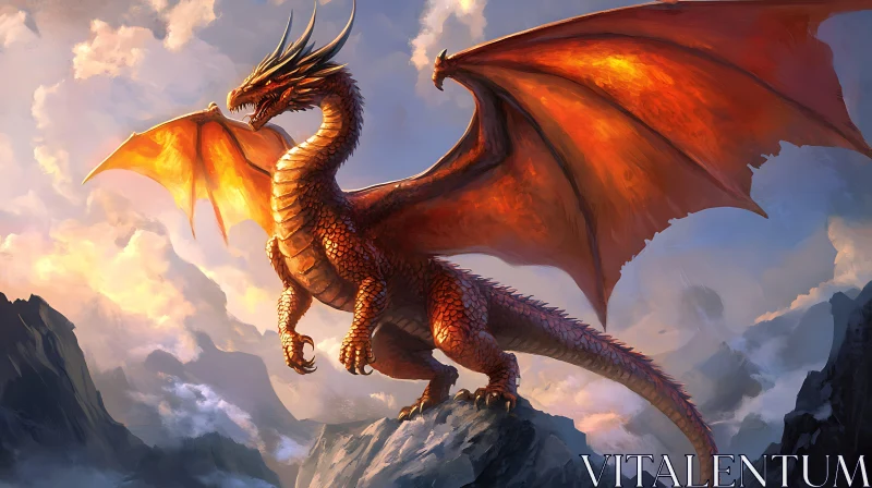 Fantasy Dragon Art: Crimson Wings AI Image