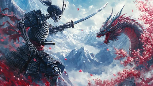 Skeletal Warrior and Dragon Clash