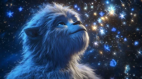 Furry Being Stargazing in a Celestial Dream