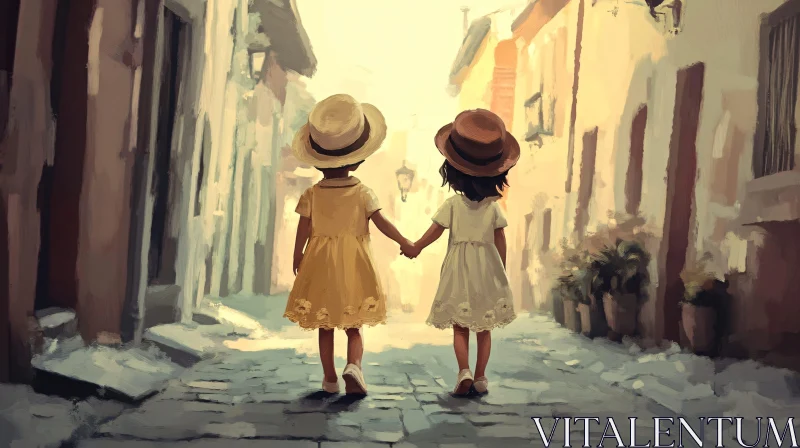 AI ART Childhood Friends Walking Together