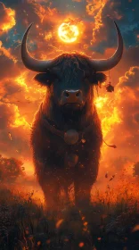 Fiery Bull Under an Eloquent Sunset