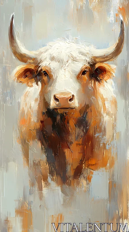 Textured Bull Portrait in Oil AI Image