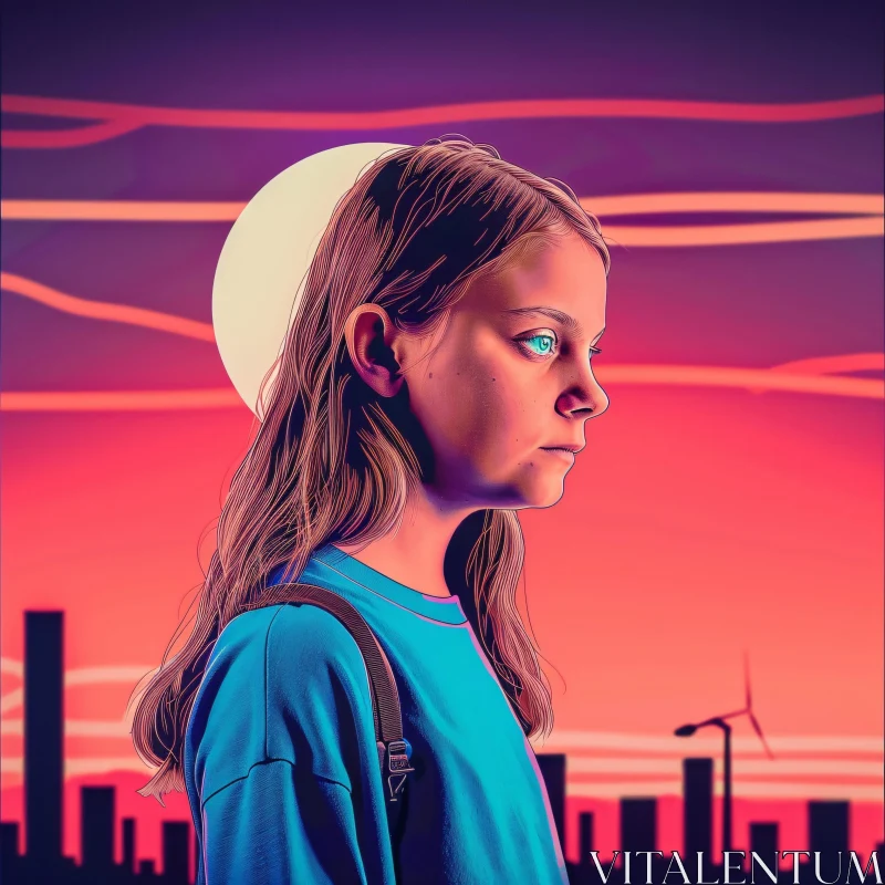 AI ART Greta Thunberg Environmental Art Portrait