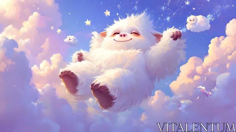 AI ART Fluffy Creature in Cloudscape