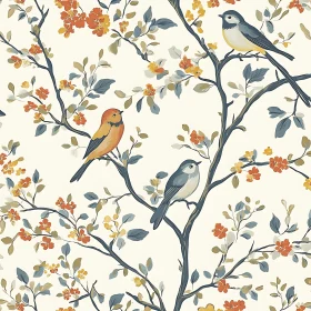 Beautiful Birds with Blossoms Art