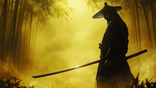 Silhouette of Warrior in the Woods