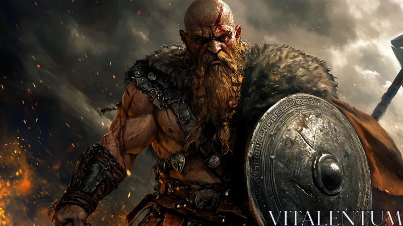 Battle-Ready Viking Warrior with Axe AI Image