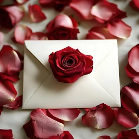 Crimson Rose and Ivory Envelope