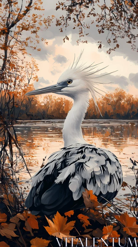 Serene Autumn Bird AI Image