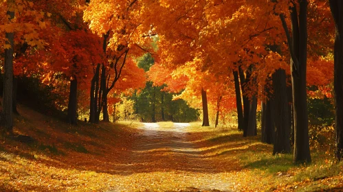 Fall Foliage Along a Forest Path