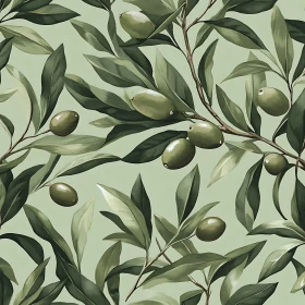 Botanical Illustration of Olive Branches