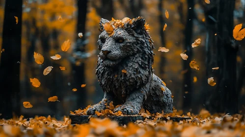 Autumnal Lion Statue