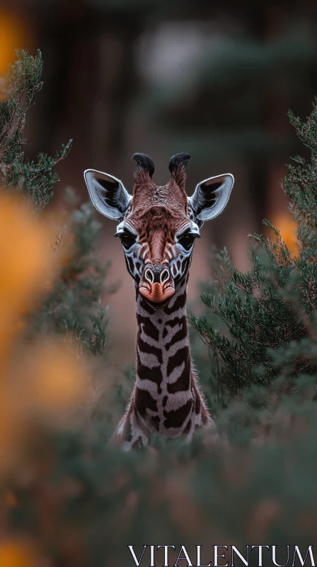 Giraffe in the Wild AI Image