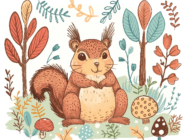 Whimsical Forest Squirrel Design POD Design