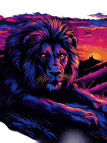 Lion Sunset T-Shirt Design POD Design