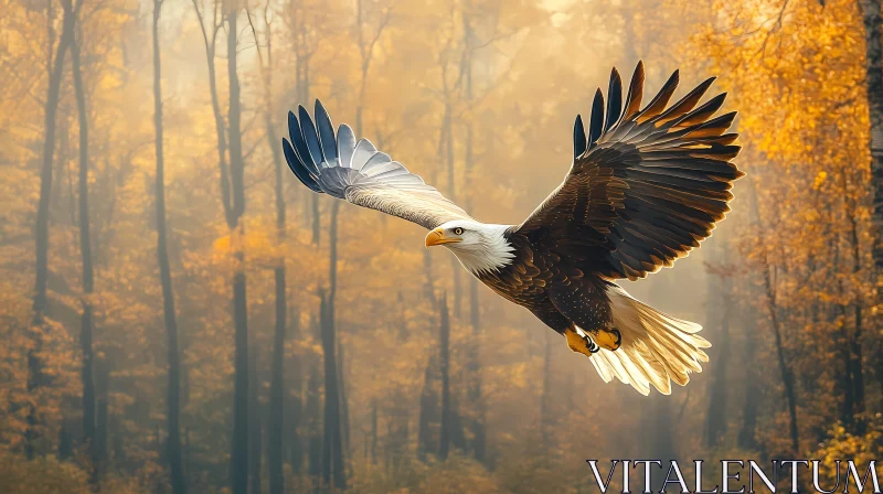 Eagle in Golden Forest AI Image