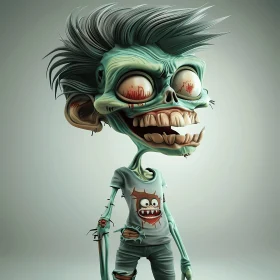 3D Cartoon Zombie with Baseball Bat