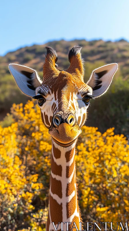 Giraffe Portrait in Natural Habitat AI Image