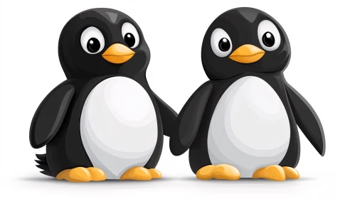 Adorable Cartoon Penguin Pair