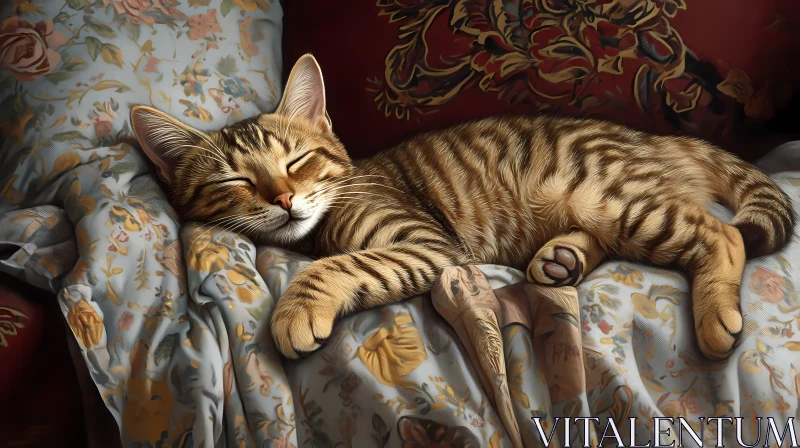 Cozy Tabby Cat in Relaxation AI Image