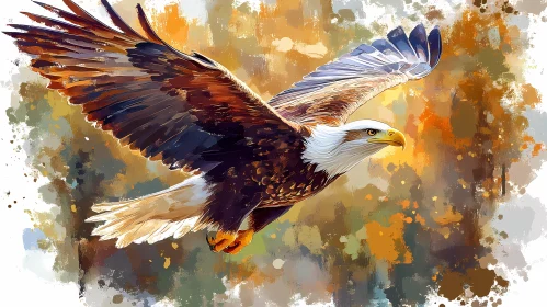 Soaring Eagle on Abstract Background