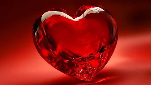 Heart-Shaped Glass Art in Ruby Red