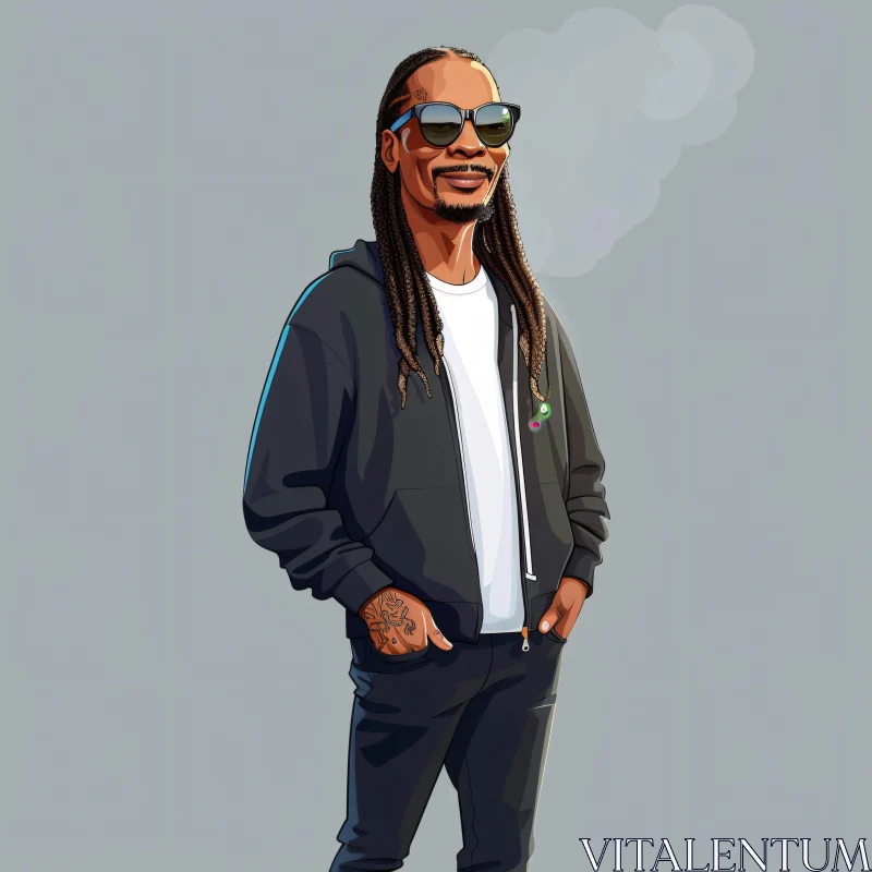 Cartoon Illustration of Snoop Dogg AI Image