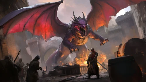 Dragon Confrontation with Warriors