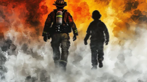 Firefighter Braving Smoke to Save Child
