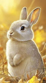 Charming Rabbit Surrounded by Fall Foliage