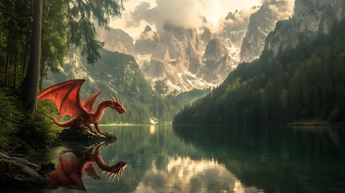 Crimson Dragon at Mountain Lake