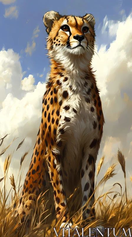 Elegant Cheetah on Golden Plains AI Image