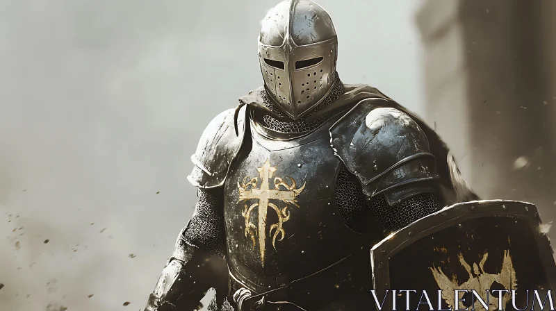 Medieval Knight Ready for Battle AI Image