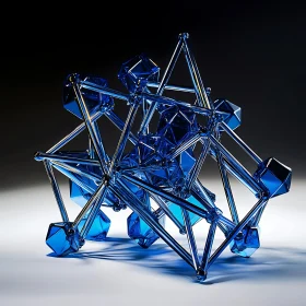 Blue Geometric Crystal Structure 3D Art