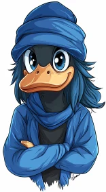 Happy Duck Cartoon Illustration