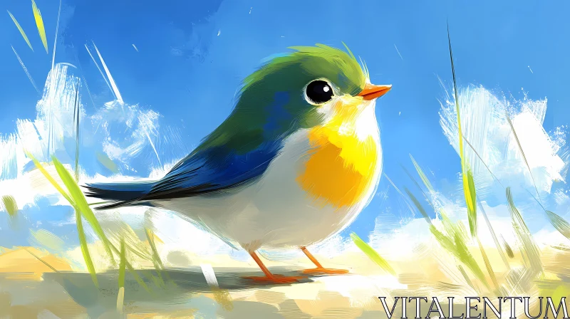 Colorful Small Bird in Nature AI Image