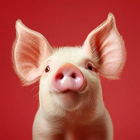 Cute Pig Portrait with Pink Snout
