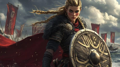 Female Viking Warrior with Shield