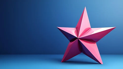 Abstract Star Art: Pink on Blue