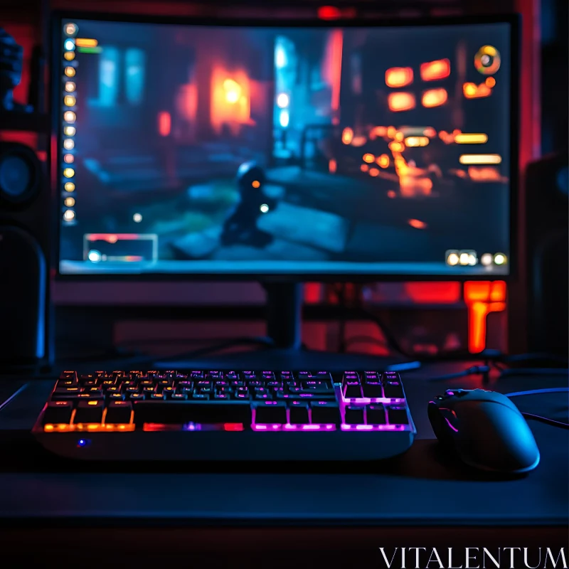 Modern RGB Gaming Station AI Image