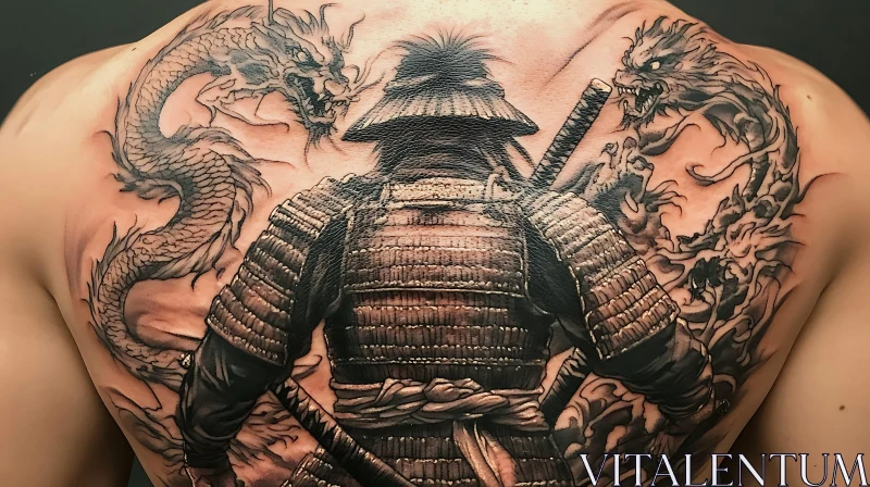 Warrior and Mythical Beasts Tattoo AI Image