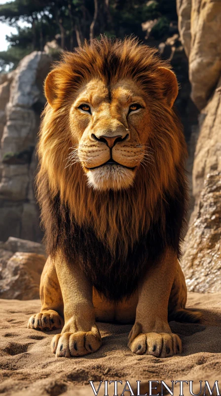 Regal Lion Portrait AI Image