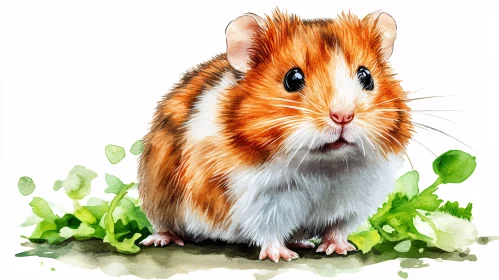 Adorable Hamster in Watercolor Art