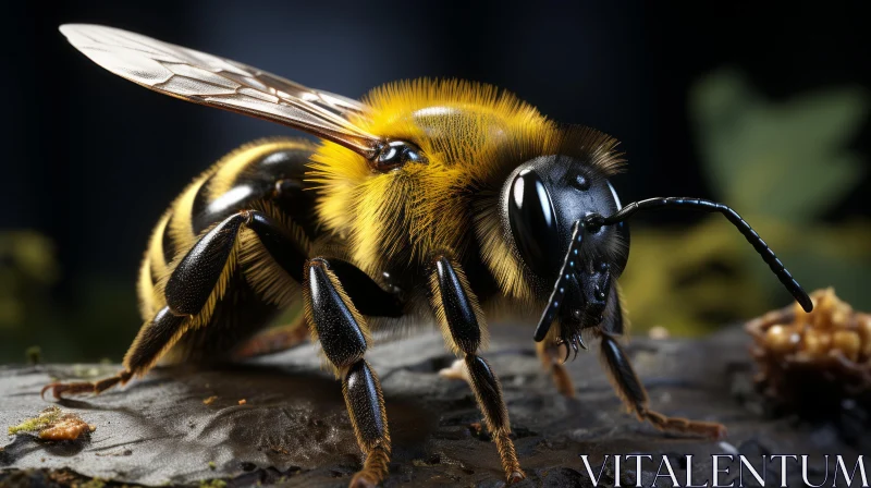 Bee on Woodpile - A Detailed Insect Study AI Image
