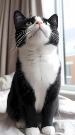 Serene Cat Looking Up